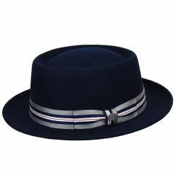 Klaxon - Bailey Round Telescope Crown Wool Hat -fashionablehats Sales Shop H 38349NAVY