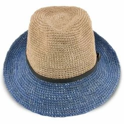 Manu - Scala LR687 Tea Crocheted Raffia Straw Fedora Hat 21 Manu - Scala LR687 Tea Crocheted Raffia Straw Fedora Hat -fashionablehats Sales Shop H LR687 DENM 1a