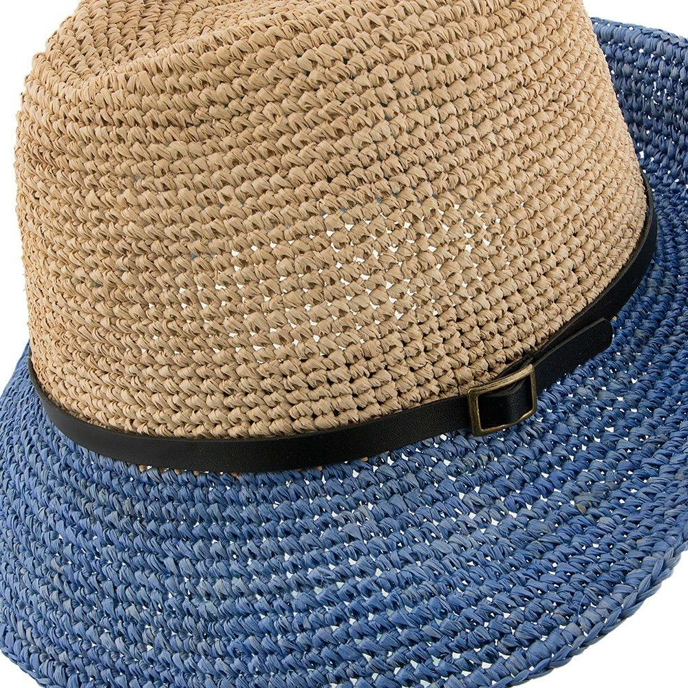 Manu - Scala LR687 Tea Crocheted Raffia Straw Fedora Hat 14 Manu - Scala LR687 Tea Crocheted Raffia Straw Fedora Hat - Image 12