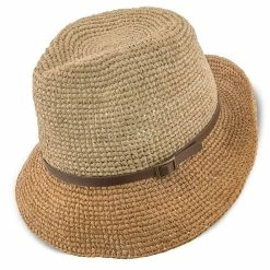 Manu - Scala LR687 Tea Crocheted Raffia Straw Fedora Hat 20 Manu - Scala LR687 Tea Crocheted Raffia Straw Fedora Hat -fashionablehats Sales Shop H LR687 TEA 0a