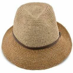 Manu - Scala LR687 Tea Crocheted Raffia Straw Fedora Hat 22 Manu - Scala LR687 Tea Crocheted Raffia Straw Fedora Hat -fashionablehats Sales Shop H LR687 TEA 1a