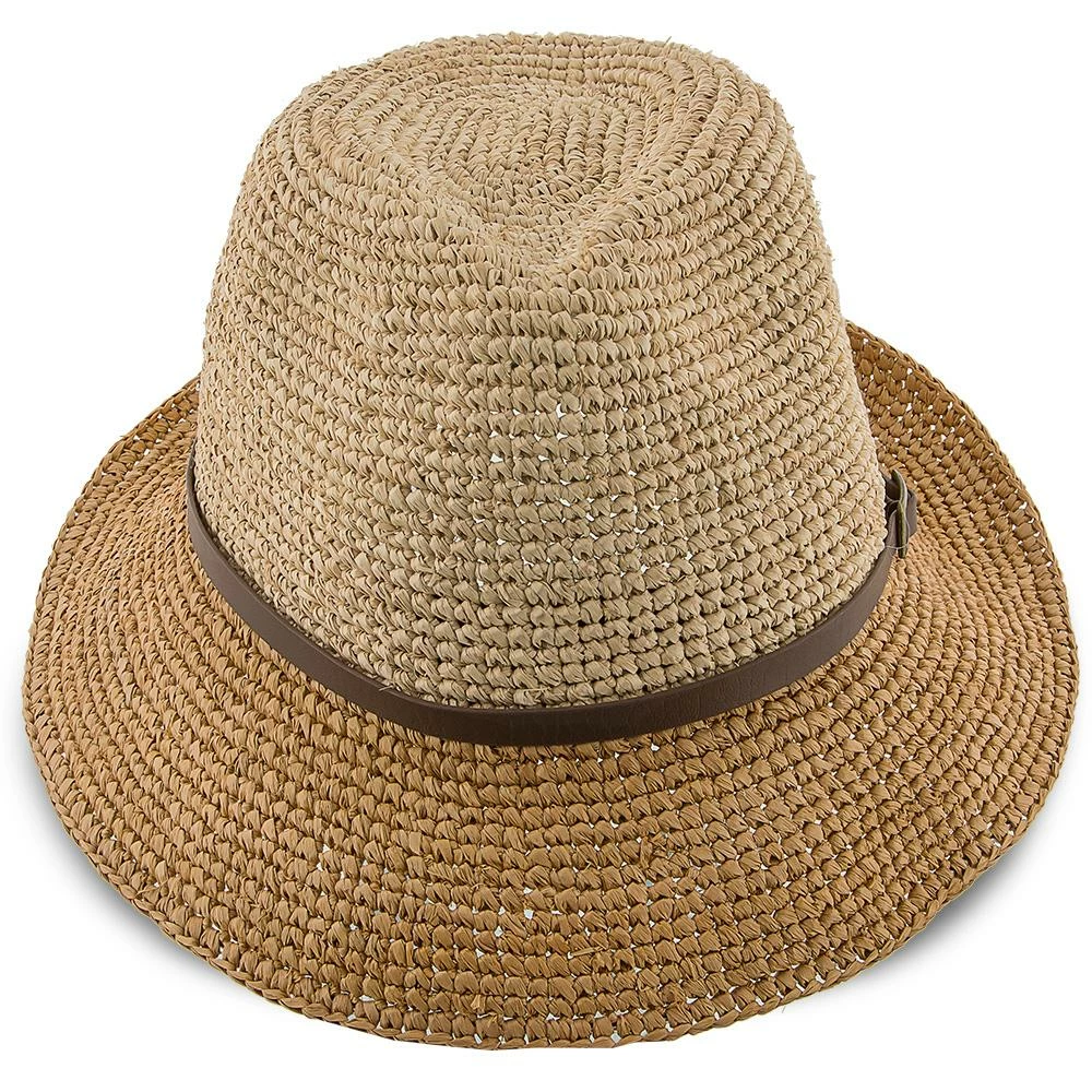 Manu - Scala LR687 Tea Crocheted Raffia Straw Fedora Hat 7 Manu - Scala LR687 Tea Crocheted Raffia Straw Fedora Hat - Image 5