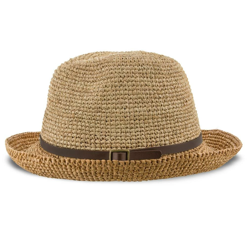Manu - Scala LR687 Tea Crocheted Raffia Straw Fedora Hat 11 Manu - Scala LR687 Tea Crocheted Raffia Straw Fedora Hat - Image 9