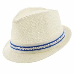 Starboard - Tropical Trends LS208 Paper Braid Straw Fedora Hat W/ Anchor Button Hat Pin -fashionablehats Sales Shop H LS208 BLUE 0