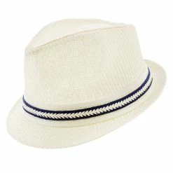 Starboard - Tropical Trends LS208 Paper Braid Straw Fedora Hat W/ Anchor Button Hat Pin -fashionablehats Sales Shop H LS208 NAVY 0