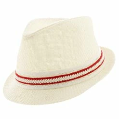 Starboard - Tropical Trends LS208 Paper Braid Straw Fedora Hat W/ Anchor Button Hat Pin -fashionablehats Sales Shop H LS208 RED 0