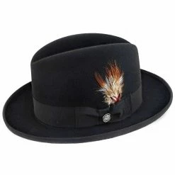 Homburg - Stetson Fur Felt Homburg Hat - TFHOMBB -fashionablehats Sales Shop H TFHOMBB BLK 0g