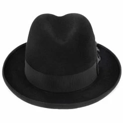Homburg - Stetson Fur Felt Homburg Hat - TFHOMBB -fashionablehats Sales Shop H TFHOMBB BLK 1g