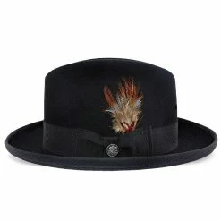 Homburg - Stetson Fur Felt Homburg Hat - TFHOMBB -fashionablehats Sales Shop H TFHOMBB BLK 2g