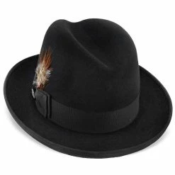 Homburg - Stetson Fur Felt Homburg Hat - TFHOMBB -fashionablehats Sales Shop H TFHOMBB BLK 3g