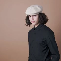 Hampton - Walrus Hats Sand Linen 8 Panel Newsboy Cap -fashionablehats Sales Shop H3002 SAND mo m1