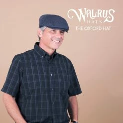 Oxford - Walrus Hats Navy/Green Houndstooth Polyester 8 Panel Newsboy Cap -fashionablehats Sales Shop H3005 NAVYGRN mo m3