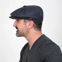 Oxford - Walrus Hats Navy/Green Houndstooth Polyester 8 Panel Newsboy Cap -fashionablehats Sales Shop H3005 NVYGRN mo m1