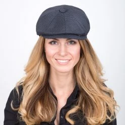 Oxford - Walrus Hats Navy/Green Houndstooth Polyester 8 Panel Newsboy Cap -fashionablehats Sales Shop H3005 NVY mo f1