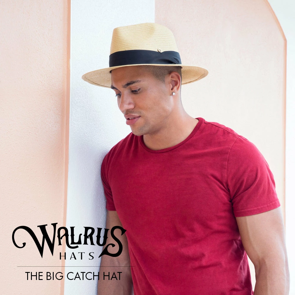 Big Catch - Walrus Hats Natural Paper Braid Straw Fedora Hat W/ Band 22 Big Catch - Walrus Hats Natural Paper Braid Straw Fedora Hat W/ Band - Image 20