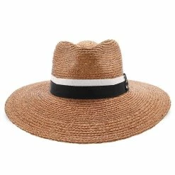 South Beach - Walrus Hats Natural Raffia Straw Fedora Hat -fashionablehats Sales Shop H4003 NATBLK 1c