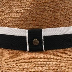 South Beach - Walrus Hats Natural Raffia Straw Fedora Hat -fashionablehats Sales Shop H4003 NATBLK 5c