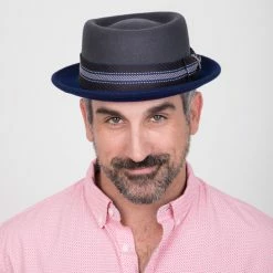 Tribute - Walrus Hats Wool Felt Pork Pie Hat - H7008 19 Tribute - Walrus Hats Wool Felt Pork Pie Hat - H7008 -fashionablehats Sales Shop H7008 GYBLU mo m1