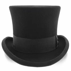 Mad Hatter - Walrus Hats Wool Felt 6 In. Height Victorian Top Hat - H7020 -fashionablehats Sales Shop H7020 BLK 1e