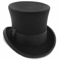 Mad Hatter - Walrus Hats Wool Felt 6 In. Height Victorian Top Hat - H7020 -fashionablehats Sales Shop H7020 BLK 3e