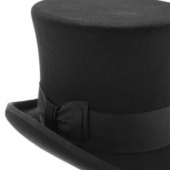 Mad Hatter - Walrus Hats Wool Felt 6 In. Height Victorian Top Hat - H7020 -fashionablehats Sales Shop H7020 BLK 4e