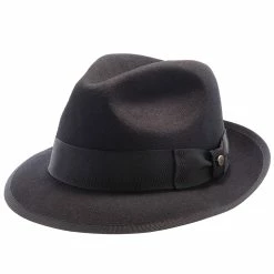 Layover - Walrus Hats Center Dent Wool Felt Fedora Hat -fashionablehats Sales Shop H7023 BLK 1a