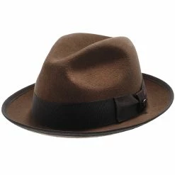 Layover - Walrus Hats Center Dent Wool Felt Fedora Hat -fashionablehats Sales Shop H7023 BRN 0a