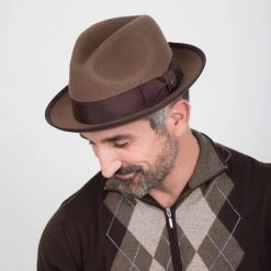 Layover - Walrus Hats Center Dent Wool Felt Fedora Hat -fashionablehats Sales Shop H7023 BRN mo m1