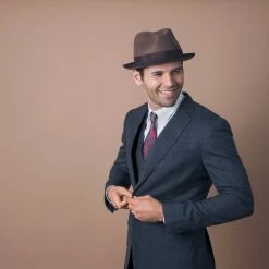 Layover - Walrus Hats Center Dent Wool Felt Fedora Hat -fashionablehats Sales Shop H7023 BRN mo m2