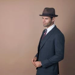 Layover - Walrus Hats Center Dent Wool Felt Fedora Hat -fashionablehats Sales Shop H7023 BRN mo m3