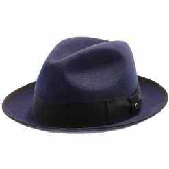 Layover - Walrus Hats Center Dent Wool Felt Fedora Hat -fashionablehats Sales Shop H7023 NAVY 0a