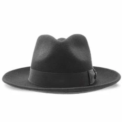 Imperial - Walrus Hats White Center Dent Wool Felt Fedora Hat -fashionablehats Sales Shop H7028 BLK 2b