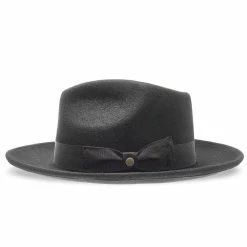 Imperial - Walrus Hats White Center Dent Wool Felt Fedora Hat -fashionablehats Sales Shop H7028 BLK 3b