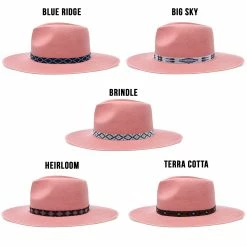 Walrus Hats Castle Pink W/ Western Bands Wool Fedora Hat -fashionablehats Sales Shop H7046SUNBODYBANDSPINK1