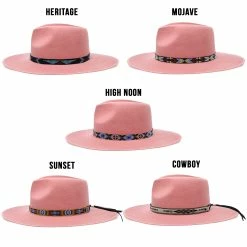 Walrus Hats Castle Pink W/ Western Bands Wool Fedora Hat -fashionablehats Sales Shop H7046SUNBODYBANDSPINK2