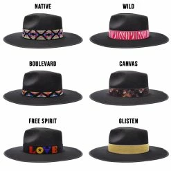 Walrus Hats Castle Black W/ Festival Bands Wool Fedora Hat -fashionablehats Sales Shop H7046WALRUSBANDS BLACK3