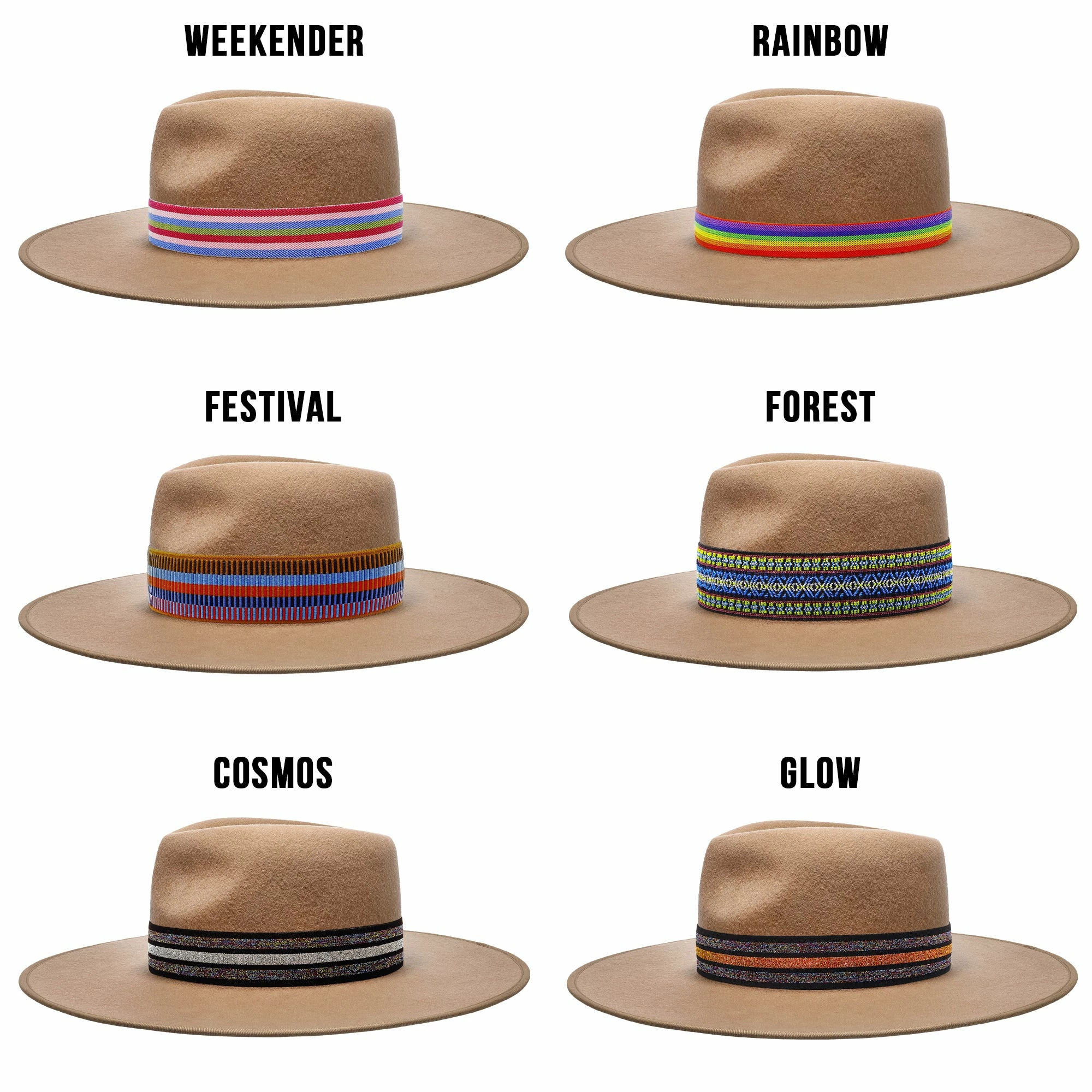 Walrus Hats Castle Brown W/ Festival Bands Wool Fedora Hat 7 Walrus Hats Castle Brown W/ Festival Bands Wool Fedora Hat - Image 5