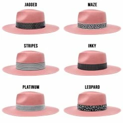 Walrus Hats Castle Pink W/ Festival Bands Wool Fedora Hat -fashionablehats Sales Shop H7046WALRUSBANDS PINK1