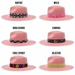 Walrus Hats Castle Pink W/ Festival Bands Wool Fedora Hat -fashionablehats Sales Shop H7046WALRUSBANDS PINK3