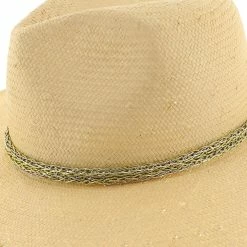 Palmara - Brooklyn Tea Straw Pinch Front Fedora Hat W/ Metallic Band - BKN1510 -fashionablehats Sales Shop brooklyn fedora palmara brooklyn tea straw pinch front fedora hat w metallic band bkn1510 hat 16524476055692