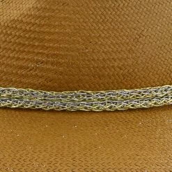 Palmara - Brooklyn Tea Straw Pinch Front Fedora Hat W/ Metallic Band - BKN1510 -fashionablehats Sales Shop brooklyn fedora palmara brooklyn tea straw pinch front fedora hat w metallic band bkn1510 hat 16524476317836