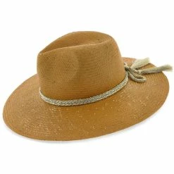 Palmara - Brooklyn Tea Straw Pinch Front Fedora Hat W/ Metallic Band - BKN1510 -fashionablehats Sales Shop brooklyn fedora palmara brooklyn tea straw pinch front fedora hat w metallic band bkn1510 hat 16711316865164