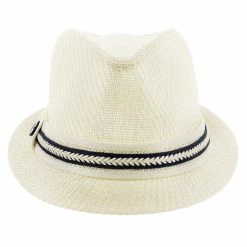 Starboard - Tropical Trends LS208 Paper Braid Straw Fedora Hat W/ Anchor Button Hat Pin -fashionablehats Sales Shop h ls208 black 1