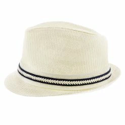 Starboard - Tropical Trends LS208 Paper Braid Straw Fedora Hat W/ Anchor Button Hat Pin -fashionablehats Sales Shop h ls208 black 2