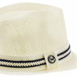 Starboard - Tropical Trends LS208 Paper Braid Straw Fedora Hat W/ Anchor Button Hat Pin -fashionablehats Sales Shop h ls208 black 6