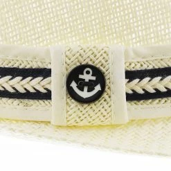 Starboard - Tropical Trends LS208 Paper Braid Straw Fedora Hat W/ Anchor Button Hat Pin -fashionablehats Sales Shop h ls208 black 7