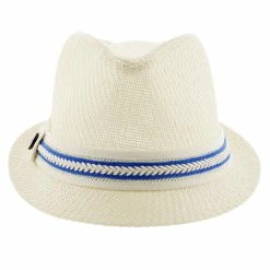 Starboard - Tropical Trends LS208 Paper Braid Straw Fedora Hat W/ Anchor Button Hat Pin -fashionablehats Sales Shop h ls208 blue 1