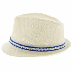 Starboard - Tropical Trends LS208 Paper Braid Straw Fedora Hat W/ Anchor Button Hat Pin -fashionablehats Sales Shop h ls208 blue 2