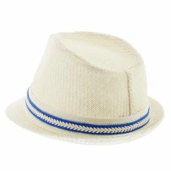 Starboard - Tropical Trends LS208 Paper Braid Straw Fedora Hat W/ Anchor Button Hat Pin -fashionablehats Sales Shop h ls208 blue 4