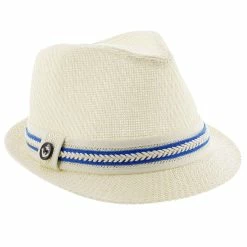 Starboard - Tropical Trends LS208 Paper Braid Straw Fedora Hat W/ Anchor Button Hat Pin -fashionablehats Sales Shop h ls208 blue 5